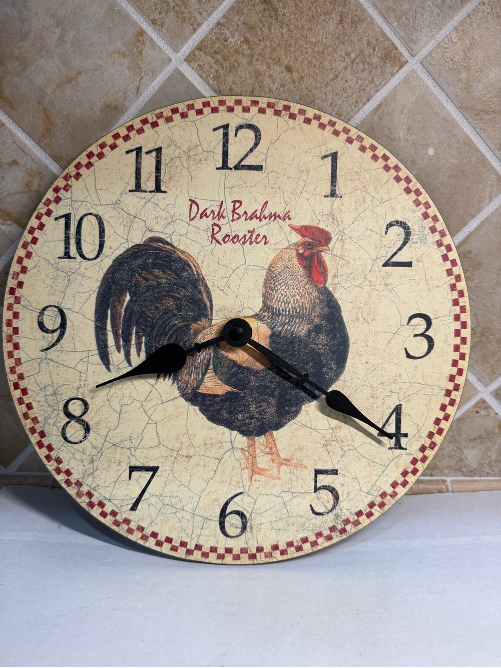 HomeTrends Dark Brahma Rooster 11.5 Decorative Wall Clock Perfect Condition